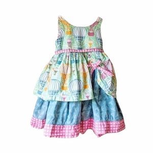 Hot Air Balloon Hello Summer‎ Tenley Mixed Print Ruffled Dress 3T Jelly T…